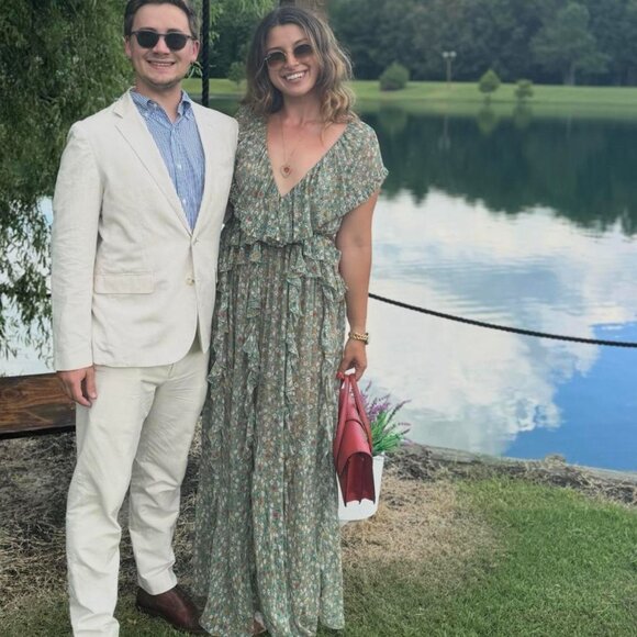 Doen Ambersine Dress m Sarcelle Tasha Garden Silk Green Maxi NWT medium - Picture 4 of 6